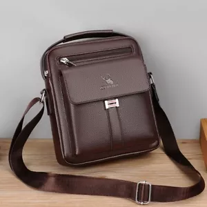 Herren Schultertasche Kunstleder Umhängetasche Handtasche Braun Messenger Tasche - Bild 1 von 14