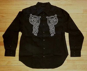 Eighty Eight Shirt Button-Front L/S Stylish L Black Gray Design NWOT $40 s3039 - Picture 1 of 3