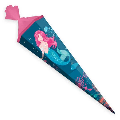 itenga Schultüte Meerjungfrau 85cm 6eckig blau rosa für Mädchen Zuckertüte