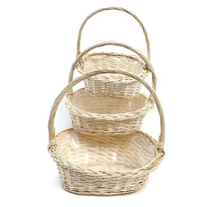 Präsentkorb mit Bügel, geschälte Weide, oval + Folie !!