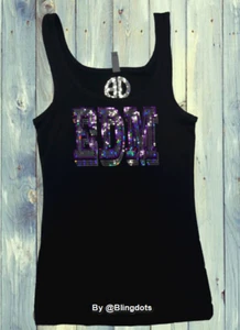 Electronic dance Music Shirt ultra Bling Tank Top Sequins party Sparkly Tee - Picture 1 of 6