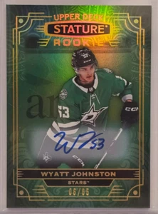 Wyatt Johnston 2022-23 Upper Deck Stature Rookie Green Auto 6/65 Stars #176 - Picture 1 of 2