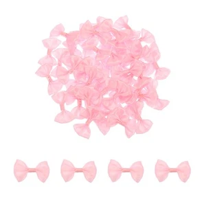 50pcs Pink Bow Ties 1.5"x1" Mini Bowknot for Crafting Little Satin Bows - Picture 1 of 6