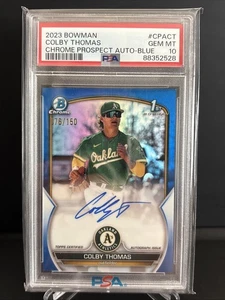 2023 Bowman Colby Thomas 1st Chrome Blue Refractor Auto /150 PSA 10 - Picture 1 of 2