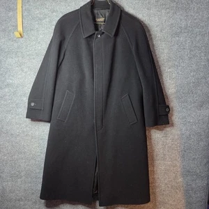 Brooks Brothers Overcoat Mens 42 Made In Italy Long Black Wool - Picture 1 of 18