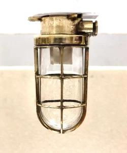 Lampada paratia nave ottone vintage marina - apparecchio in metallo da... - Foto 1 di 10