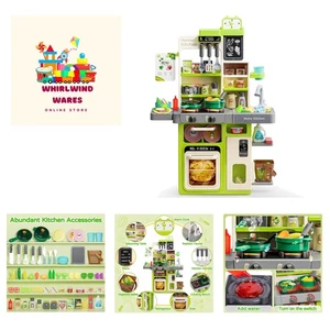 Realistic Kids Play Kitchen Set with Sound, Light & Water Circulation - Green - Picture 1 of 9