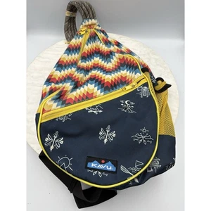 KAVU Rope Bag Mountain Camping Print Geometric 12"x12" GUC Gorpcore Kanukuk Camp - Picture 1 of 10