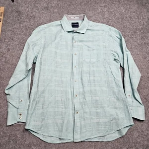 Chemise Tommy Bahama homme grande taille lin mélangé sarcelle plage - Photo 1/9