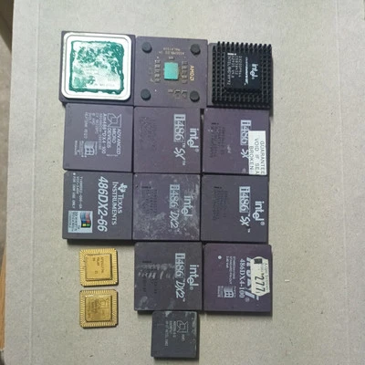 Joblot CPU Intel 486, Overdrive, amd 286, 186 per collezione o recupero oro - Immagine 1 di 4