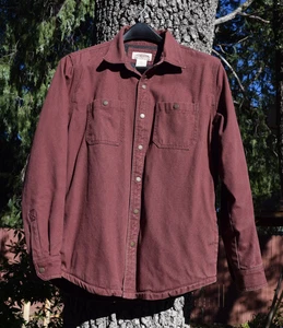 LL Bean Katahdin Iron Works LS Shirt Brick Red Fleece Lined Men Medium REG - Picture 1 of 10