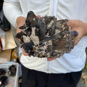3.7LB Natural Rare Beautiful smoky QUARTZ Crystal Cluster Mineral Specimen - Picture 1 of 10