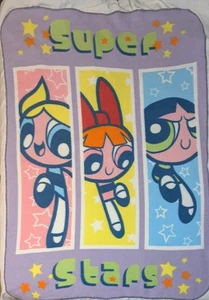 Vintage 2001 Powerpuff Girls Cartoon Network Graphic Fleece Blanket 46”x63” - Picture 1 of 10
