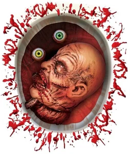 Creepy ZOMBIE SEVERED HEAD in TOILET Cling Halloween Bathroom Horror Decoration - Picture 1 of 3