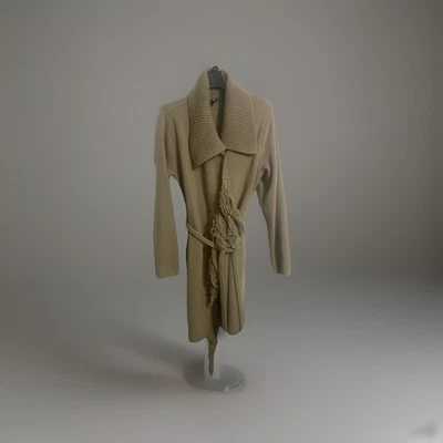 Chicos Cárdigan Suéter Etiqueta Negra Mezcla Lana Cinturón Talla 2 Marrón Foto 1 de 4