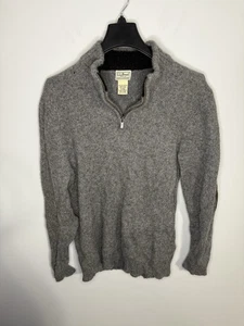 LL Bean Classic 100% Wool Men's Sweater X-Large Gray 1/4 Zip - Picture 1 of 4