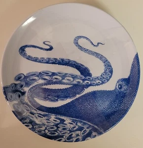 Caskata 4pk Melamina 6" App Plates Lucy Pulpo Azul Náutico Costero Aperitivo - Imagen 1 de 9