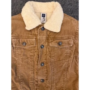 GAP Boys Sherpa-Lined Corduroy Jacket Size 4 Brown Kids Western Cowboy Trucker - Picture 1 of 10