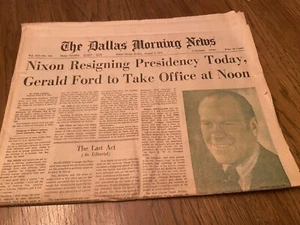 PRESIDENT NIXON RESIGNS Dallas Morning News Newspaper September 9, 1974 GOOD FS - Picture 1 of 8
