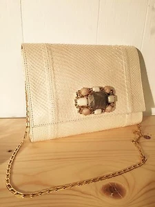 CARLOS FALCHI *New* Genuine Snake~ BUTTER Color~ Use As Clutch/Shoulder Bag - Picture 1 of 7