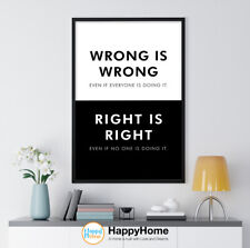 Wrong - Right Wall Art Motivational Quote Inspirational Poster Office Art Decor