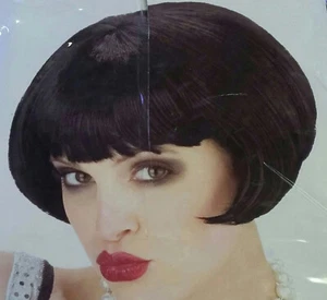 1920er kurze schwarze Flapper Kostümperücke mit Pony - Bild 1 von 1