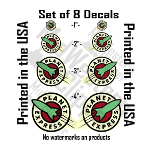 8 Planet Express vinyl decal roundels 2x1"2"3"4" stickers Futurama Mirrored sets - Picture 1 of 6