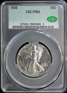 1940-P Walking Liberty Silver Half Dollar 50C CAC PR65 (2431126) - Picture 1 of 4