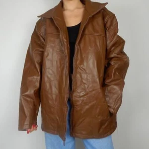 Cuero genuino marrón oversize vintage - Imagen 1 de 6