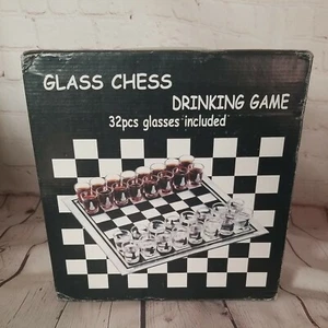32 piezas juego de ajedrez de vidrio/juego de vidrio para beber. NUEVO Caja Abierta Nunca Usada - Imagen 1 de 5