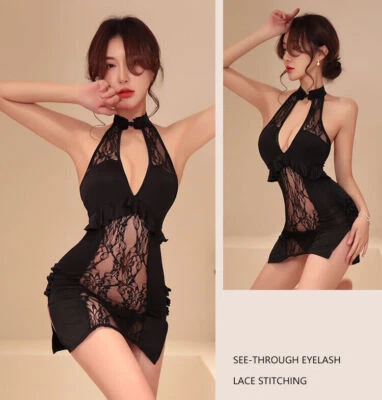 Lencería Sexy Juegos con disfraces Cheongsam Encaje Prendas para dormir Chino Qipao Mujeres Camisón Foto 1 de 4