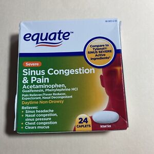 Equate Severe Sinus Congestion & Pain Non Drowsy 24 Ct, 325 mg Exp 10/2023