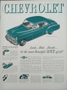 1949 Vintage Chevrolet Skyline Deluxe 2 Door Sedan Print Ad - Picture 1 of 1