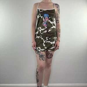 Y2K Camuflaje Dibujos Animados Niña Elástico Mini Vestido - Imagen 1 de 5