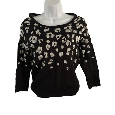 Suéter para mujer ATTENTION talla XS negro plateado metálico manga 3/4 nuevo sin etiquetas Foto 1 de 4