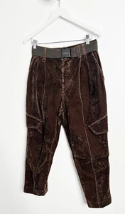 High Use Claire Campbell Cargo Samt Hose Größe 12 Braun 90er Y2K High Waist - Bild 1 von 8