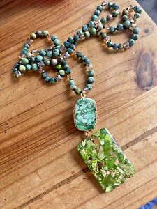 Stunning Zara Natural Stones with semi precious Drop Pendant Necklace