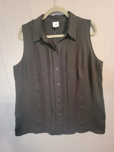 Cabi Shirt Womens Sz Large Black Sleeveless Flowy Lightweight Button Up Lace - Picture 1 of 10
