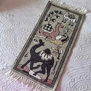 VINTAGE CAMEL pictorial HANGING WALL TAPESTRY RUG art deco boho RARE - Imagen 1 de 5