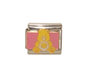 Funshine Bear on pink - Care Bear charm - fits 9mm Italian Charm bracelet - Picture 1 of 1