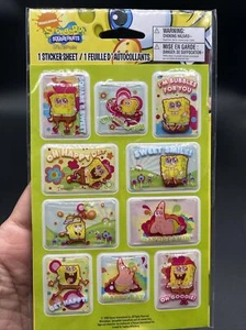 SpongeBob Schwammkopf Nickelodeon Blase Aufkleber erhöht 2008 Neu aus altem Lagerbestand 1 Blatt/Packung - Bild 1 von 3