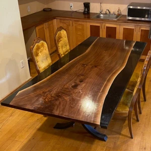 Live edge Custom Black Epoxy Resin Wooden River Style Bar top coffee table desk - Picture 1 of 2