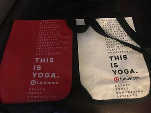 LULULEMON London Store Reusable Shopping Lunch Market Yoga Red White Totes Bag - Picture 1 of 4