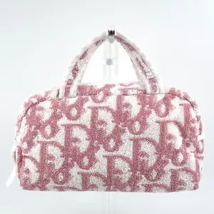 Christian Dior Mini Borsa a Mano Trotter Rosa Tessuto Pile #A366 - Foto 1 di 24