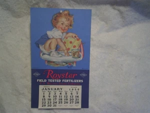 1956 ROYSTER FIELD TESTED FERTILIZERS CALENDAR,Baby High Chair,f.s.guano company - Foto 1 di 3