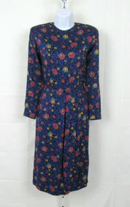 VTG 1980s LIZ CLAIBORNE FLORAL SECRETARY DRESS SIZE SIZE 8 OVERLAP RAYON LINED - Picture 1 of 12