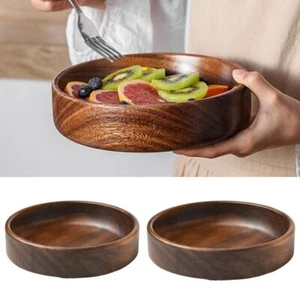 Handmade Solid Wood Bowl Stackable Snack Serving Tray Kitchen Utensils - Picture 1 of 13