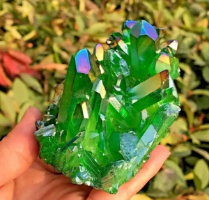 80-100 g Aqua Aura racimo verde titanio geoda cuarzo cristal mineral muestras - Imagen 1 de 5