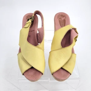 WORISHOFER Yellow Leather Cork Wedge Buckle Sandals EU 38 US 7.5 - Picture 1 of 9