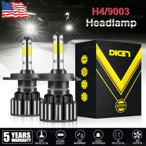 pair 4-sides H4 HB2 9003 LED Headlight Kit 2400W 6000K 360000LM Hi/lo Beam Bulbs - Picture 1 of 11
